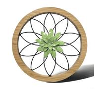 GANCEI 30x30cm Round Wooden Wall Art Featuring Floral Rhombus Pattern, Rustic Pastoral Decor for Living Room Bedroom Study Bathroom Entrance Green Blue(Green)