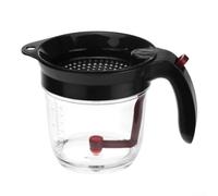GANCEI 4 Cup Capacity Fat Separator with Bottom Release Valve, Silicone Drip, Measuring Scale, and Top Lid Strainer for Healthier Cooking by Removing Excess Grease