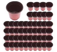 GANCEI 50 Pcs Reddish Brown Plastic Flower Pots 13cm 14cm Flexible Nursery Containers Strong Breathable Drainage Design for Plant Starting Cuttings Garden(13cm)