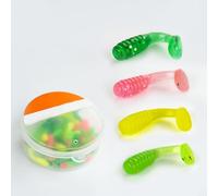 GANCEI 50Pcs 15cm for MINI Silicone T-Tail Wobblers Soft Fishing Lures with Fish Attractant, Reflective Spinner Baits for Freshwater Saltwater, Mixed 4 Colors in Storage Box