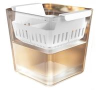 GANCEI Clear Plastic Square Container with 4-Hole Insert Basket for Bulb Growing, Fish Rearing, Water Culture, Root Observation, Office Garden, 10cm Size(A)