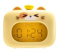 GANCEI Cute Cartoon Led Alarm Clock With Temperature Display, Weather Forecast, Timer, Snooze Mode, Adjustable Brightness For Bedroom(C)