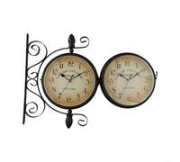 GANCEI Double-Sided Wall Clock, Vintage Double Face Clock With Wrought Iron Frame And Grand Central Station Style, 8 Inch Silent Quartz Movement