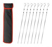 GANCEI Flat Stainless Steel Kebab Skewers for Grilling, Reusable BBQ Skewers 42cm, Rust Proof Barbecue Tools for Chicken Meat Veg, Outdoor Camping Picnic Party Cooking Set 8 or(A)