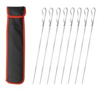 GANCEI Flat Stainless Steel Kebab Skewers for Grilling, Reusable BBQ Skewers 42cm, Rust Proof Barbecue Tools for Chicken Meat Veg, Outdoor Camping Picnic Party Cooking Set 8 or(C)