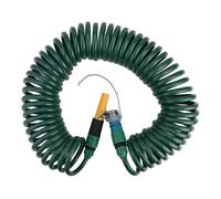 GANCEI Flexible Retractable Coil Water Hose for Garden, Plastic Pipe with Quick Connector and Adjustable Nozzle for Car Wash, 15M Green(15M)