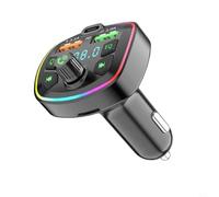 GANCEI FM Transmitter 54 Car Adapter, 48W USB-C PD QC30 Charger, for CVC Noise Cancelling Mic, 7 Color LED, For IPhone for ANDROID, Commuting(Q7-3.1A)