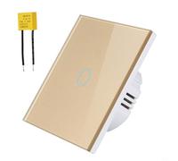 GANCEI For Tuya Smart Light Switch 1 Gang, WiFi Touch Wall Switch With Capacitor, No Neutral Wire Required, Voice Control, Home(Gold)