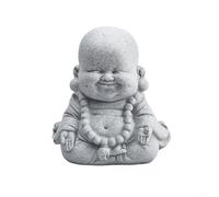 GANCEI Garden Ornament, Laughing Buddha Statue With Sandstone Effect Resin Statue For Outdoor Or Indoor Decoration, Tranquil Buddhist Sculpture(C)