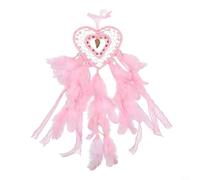 GANCEI Handmade Heart for DREAM Catcher 58cm Long, Feathered Wall Decor for Bedroom Living Room, Light Red Bohemian Hanging Ornament for Wedding Party Home (Light red)