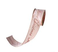 GANCEI Luxurious Red Velvet Wired Christmas Ribbon with Glitter Gold Merry Christmas Print 4 Inch Wide 10 Yards for Trees Wreaths Bows and Festive Garland(Pink)