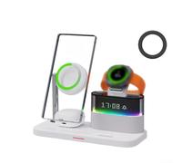 GANCEI Magnetic 5-in-1 25W Wireless Charger Dock for Samsung for Galaxy S24/S23/S22/S21, Supports for Galaxy Watch 8 and Earbuds Charging, Compact ABS Build Ideal for Desk, Home, and Office Use(White)