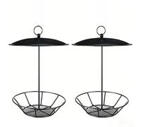 GANCEI Metal Cylinder Bird Feeder Suet Cake Holder for Outdoors Garden Weatherproof Design Fits 4 Cakes Sturdy Black Structure Simple Install For Finches Sparrows 1 Pack(2-piece)