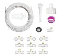GANCEI Outdoor Misting Cooling System, 328Ft Garden Spray Hose With Brass Nozzles, DIY Fogger Kit For Patio Greenhouse Gazebo(White 10 m 10 head)