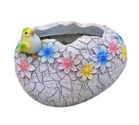 GANCEI Resin Round Garden Pot Statue,Waterproof For Succulents And Small Plants Garden Pots And Planters 22 * 17.5 * 16cm
