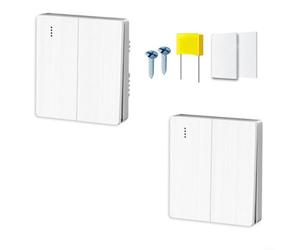 GANCEI Smart Type 86 Wireless Light Switch With Remote Control No Hub Needed Easy Paste Installation For Bedroom Living Room Up To Ten Metres(2-GANG)