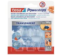 Ganchos Deco Transparentes, 5 Ganchos + 8 Tiras Powerstrips Deco