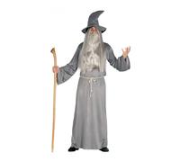 Gandalf Men's Costume Grey Robe Hat Belt Wizard Witcher Magician, Size: M