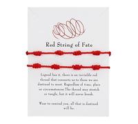 GANDC 2Pcs Handmade 7 Knots Red String of Fate Protection Good Luck Bracelet Set Adjustable Kabbalah Braide Rope Long Distance Relationship Bracelet for Women Men Amulet Jewelry, One Size, Cotton, no