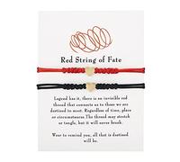 GANDC 2Pcs Handmade 7 Knots Red String of Fate Protection Good Luck Bracelet Set Adjustable Kabbalah Braide Rope Long Distance Relationship Bracelet for Women Men Amulet Jewelry, One Size, Cotton, no