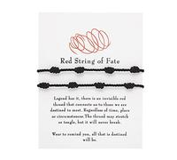 GANDC 2Pcs Handmade 7 Knots Red String of Fate Protection Good Luck Bracelet Set Adjustable Kabbalah Braide Rope Long Distance Relationship Bracelet for Women Men Amulet Jewelry, One Size, Cotton, no
