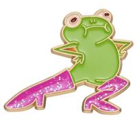 GANDC Cute Frog Enamel Pins Pink Glitter Boots Cartoon Frog Novel Funny Hard Enamel Pins for Backpacks Badges Hats Jackets, One Size, Alloy Steel, no gemstone