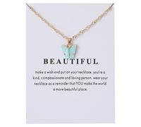 GANDC Sweet Colorful Butterfly Pendant Necklace Bohemian Adjustable Retro Card Clavicle Chain Insect with Message Card Friendship Good Luck Bohemian Jewelry for Women, Adjustable, Acrylic, No Gemstone