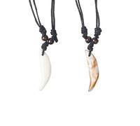 GANDC Wolf Tooth Pendant Necklace for Men Adjustable Hemp Rope Chain Wolf Necklace Indian Tribal Jewelry Protection Amulet Lucky Pendant 2Pack, one size, Resin Acrylic, No Gemstone