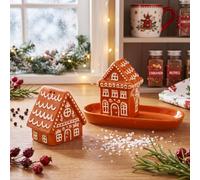 Gandeer 2 Pcs Gingerbread House Salt and Pepper Shakers Kitchen Decor Holiday Table Shaker Set Ceramic Christmas Holiday Table Decoration Xmas Party Festive Home Display Decor Xmas Gifts