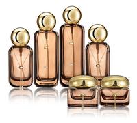 Gandeer 6 Pcs Luxury Glass Skincare Containers Set Refillable with Pump Glass Bottle with Gold Chain Spray Bottle Skincare Jars 1.01-4.06 oz for Oil Water Cream Foundation Serum Moisturizer, Black