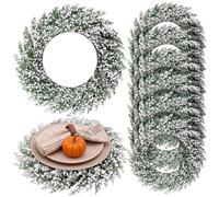 Gandeer Christmas Cedar Placemats Set of 6 Artificial Round Wreath Charger