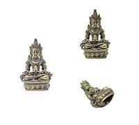 Gandhanra Mini Tibetan Tantric Buddha Statue Amulet,Amitayus(Buddha of Longevity),Antique Brass Look, Handcarved from Nepal