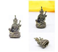 Gandhanra Mini Tibetan Tantric Buddha Statue Amulet,Padmasambhava(Lotus Born),Antique Brass Look, Handcarved from Nepal