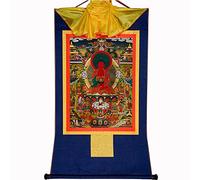 Gandhanra Tibetan Buddhist Thangka Wall Hanging,Amitabha Pure Land Thangka - Elysium of Buddhism,Hot Stamped Brocade Buddhist Tapestry for Zen Home Decor, Meditation, Spiritual Relaxation