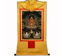 Gandhanra Tibetan Buddhist Thangka Wall Hanging,Amitayus Thangka - Buddha of Infinite Life - Tsepame,Hot Stamped Brocade Buddhist Tapestry for Zen Home Decor, Meditation, Spiritual Relaxation