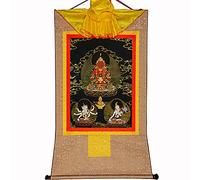 Gandhanra Tibetan Buddhist Thangka Wall Hanging,Amitayus Thangka - Buddha of Infinite Life - Tsepame,Hot Stamped Brocade Buddhist Tapestry for Zen Home Decor, Meditation, Spiritual Relaxation