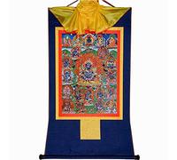 Gandhanra Tibetan Buddhist Thangka Wall Hanging,Dharmapala Panjaranata Mahakala Thangka,Hot Stamped Brocade Buddhist Tapestry for Zen Home Decor, Meditation, Spiritual Relaxation