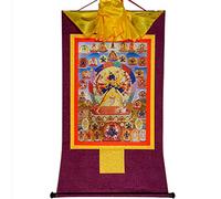 Gandhanra Tibetan Buddhist Thangka Wall Hanging,Kalacakra Vajrayogini Thangka,Hot Stamped Brocade Buddhist Tapestry for Zen Home Decor, Meditation, Spiritual Relaxation