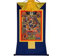 Gandhanra Tibetan Buddhist Thangka Wall Hanging,Palden Lhamo Thangka,Glorious Goddess Shri Devi,Hot Stamped Brocade Buddhist Tapestry for Zen Home Decor, Meditation, Spiritual Relaxation