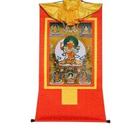 Gandhanra Tibetan Buddhist Thangka Wall Hanging,The Five Manjushri Buddhas Thangka,Hot Stamped Brocade Buddhist Tapestry for Zen Home Decor, Meditation, Spiritual Relaxation