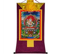 Gandhanra Tibetan Buddhist Thangka Wall Hanging,The Yab-Yum Form of Dorje Sempa Vajrasatva Thangka,Hot Stamped Brocade Buddhist Tapestry for Zen Home Decor, Meditation, Spiritual Relaxation