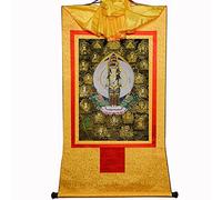 Gandhanra Tibetan Buddhist Thangka Wall Hanging,Thousand Armed Chenrezig Thangka,Avalokitesvara,Padmapani,Hot Stamped Brocade Buddhist Tapestry for Zen Home Decor, Meditation, Spiritual Relaxation