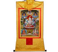 Gandhanra Tibetan Buddhist Thangka Wall Hanging,White Tara Thangka,Hot Stamped Brocade Buddhist Tapestry for Zen Home Decor, Meditation, Spiritual Relaxation
