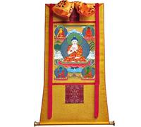 Gandhanra Tibetan Thangka Art - Five Wisdom Dhyani Buddhas Thangka - High-resolution Digital Giclee Print and Double Layer Hand Framed - Buddhist Tapestry Wall Hanging - 47"×32"
