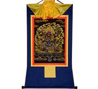 Gandhanra Tibetan Thangka Wall Hanging - Dharmapala Mahakala Thangka - Hot Stamped Buddha Tapestry for Zen Home Decor, Meditation, Spiritual Relaxation and Peace