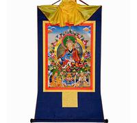 Gandhanra Tibetan Thangka Wall Hanging - The Three Masters - Guru Rinpoche,Santaraksita,Trisong Detsen - Hot Stamped Buddha Tapestry for Zen Home Decor, Meditation, Spiritual Relaxation and Peace