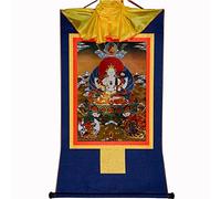 Gandhanra Tibetan Thangka Wall Hanging - The Three Protectors of Chenrezig,Manjusri,Vajrapani - Hot Stamped Buddha Tapestry for Zen Home Decor, Meditation, Spiritual Relaxation and Peace