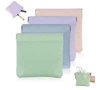 GandRmim 4PCS Leather Pouch, Personalized Snap Closure Leather Organizer Pouch, Self-Closing Pocket Cosmetic Bag, Mini Portable Waterproof Storage Bag for Purse Cosmetics Jewelry (4.7 * 4.5in)