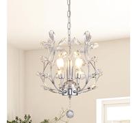 Ganeed Chandeliers Ceiling Light K9 Crystal Modern Pendant Light Fitting for Bedroom Dining Room Hallway Kitchen Lounge Landing Silver 3 Lights