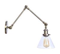 Ganeep American Loft Wall Lamp Long Swing Arm Wall Lamps Adjustable Metal Glass E27 Edison Light Bulb Wall Light Home Lighting for Bedroom/Restaurant (Color : Bronze)